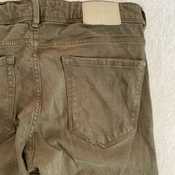 Zara Trafaluc Denim Makers Olive Green Long Pants Size 28 - Picture 9 of 17